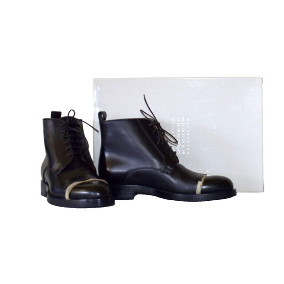 F0 NIB MAISON MARGIELA 22 Black Leather Lace-Up Ankle Boot Shoes Size 38.5 $1050 - Picture 2 of 10